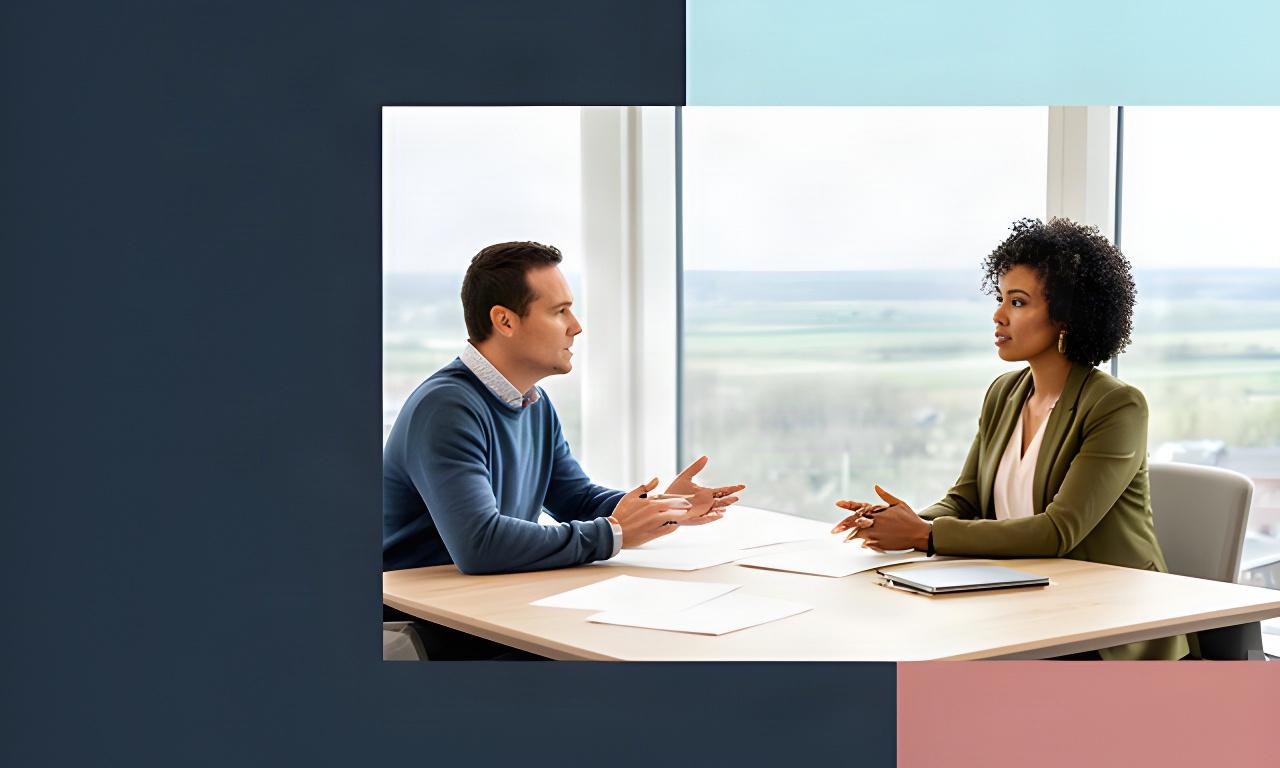 Zakelijk gesprek tussen ondernemer en adviseur aan tafel in een lichte Gelderse kantoorruimte